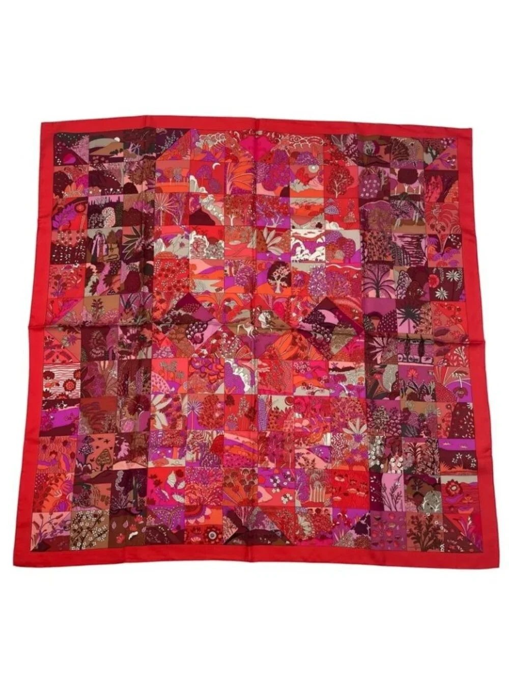 Hermes Scarf Carre 90 Silk Tout En Quilt Red